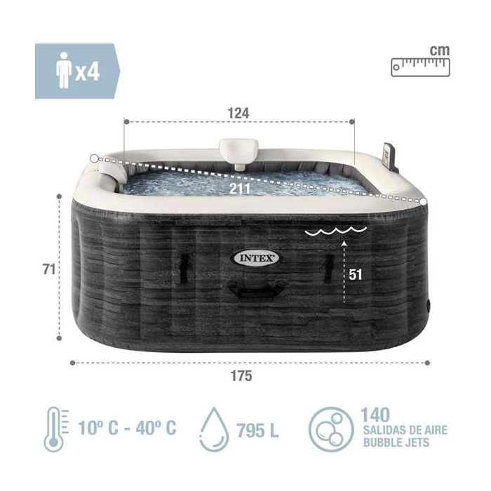 Jacuzzi purespa burbujas greystone deluxe para 4 personas 795 litros 211x211x71 cm 1 Jacuzzi purespa burbujas greystone deluxe para 4 personas 795 litros 211x211x71 cm 1