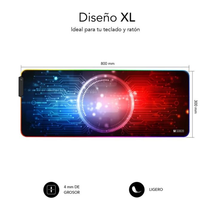 SUBBLIM Alfombrilla Mouse Pad Premium LED RGB Chip 800x300x4 2
