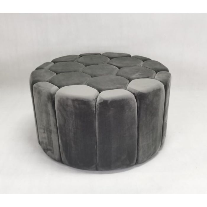 DKD Home Decor Reposapies Scandi Gris 85x85x48 cm | Puff Diseño Nórdico con Altura de Asiento 48 cm en Poliéster y MDF