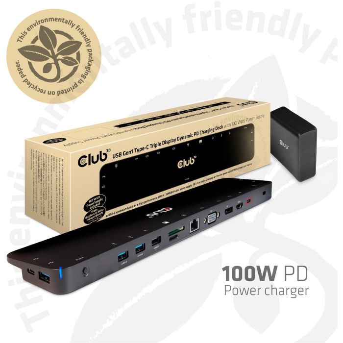 Club3D ChargingDock USB-C 3.2 ->7xUSB/DP/HDMI/LAN/Audio 100W 3
