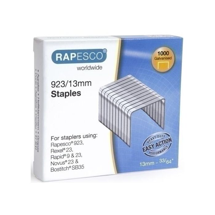 Grapas Rapesco Gran Capacidad 923/13 Mm. Galvanizadas Caja De 1000