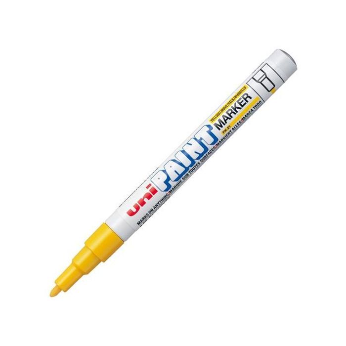 Uni-Ball Marcador Permanente Paint Px-21 L Amarillo, Punta Acrílica 0.8-1.2mm, Caja 12 Unidades