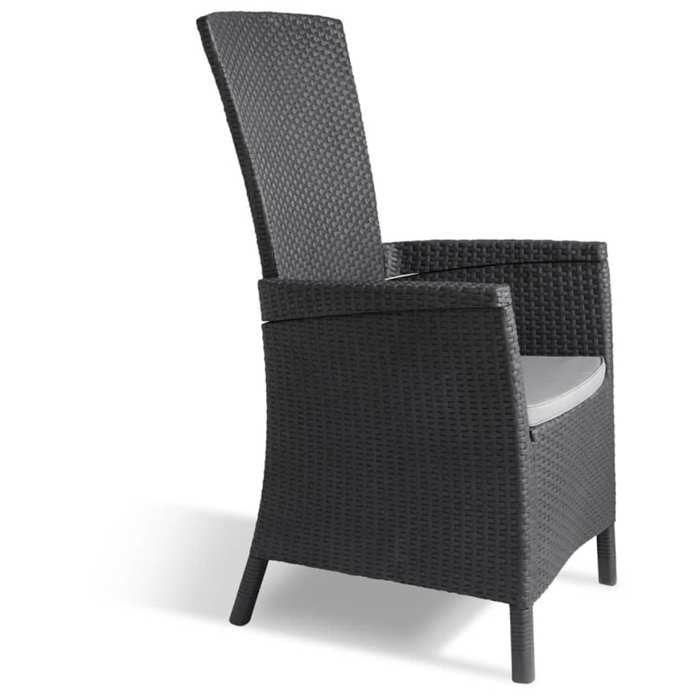 VERMONT Sillón multiposición en resina tejida de ratán - Gris 2 VERMONT Sillón multiposición en resina tejida de ratán - Gris 2