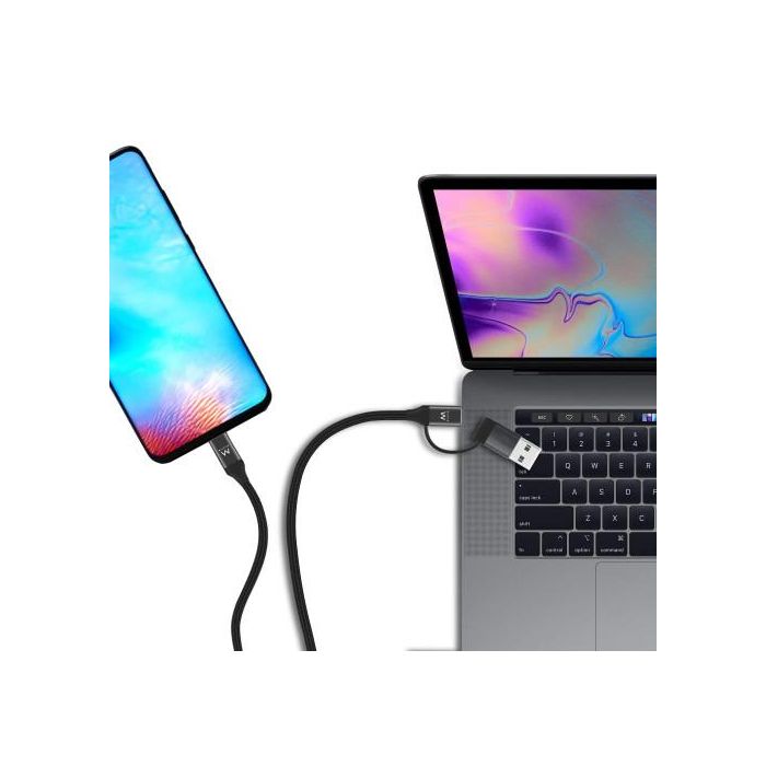Ewent Cable USB Tipo C 2 en 1 EW9918 - USB-C a USB-C/USB-A, Carga Rápida 60W, 1m 2 Ewent Cable USB Tipo C 2 en 1 EW9918 - USB-C a USB-C/USB-A, Carga Rápida 60W, 1m 2