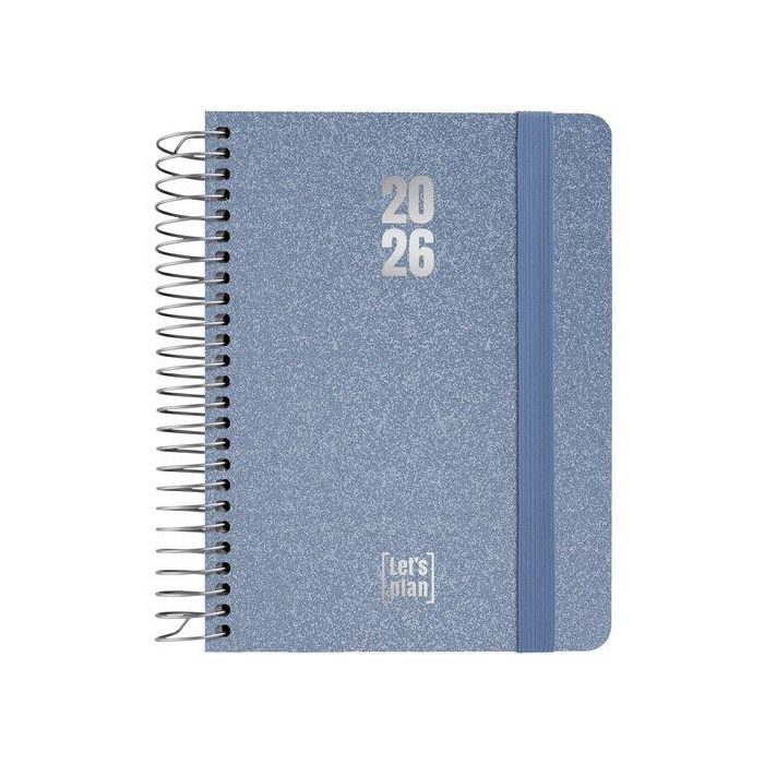 Agenda Anual (2026) Grafoplas Metallic Espiral Tapa Extradura Con Goma A6 170X145 D/P Azul