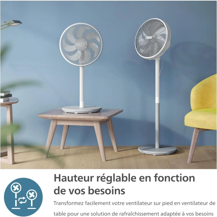 Philips Ventilador de Pedestal CX2550/00 - Altura regulable 82-125 cm - Ultra Silencioso - Blanco 3