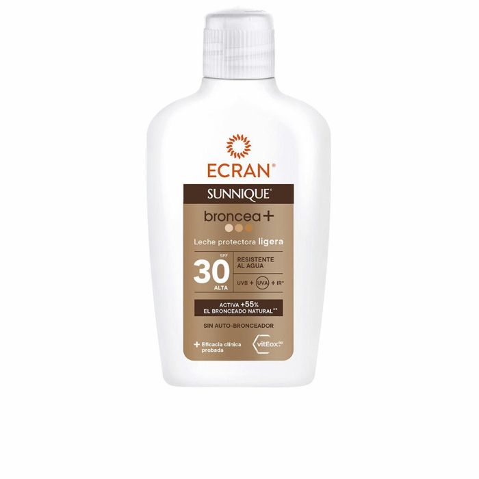 Ecran Leche Protectora Bronceadora SUNNIQUE BRONCEA+ SPF30 200 ml con VitEox 80® para un Bronceado Natural y Protegido