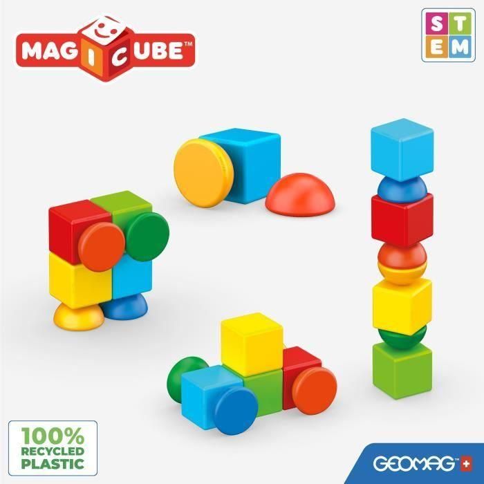 Geomag 00061 Magicube Magic Stacking - Juego de Construcción de Cubos Magnéticos, 8 Piezas, para Niños +12 Meses 3