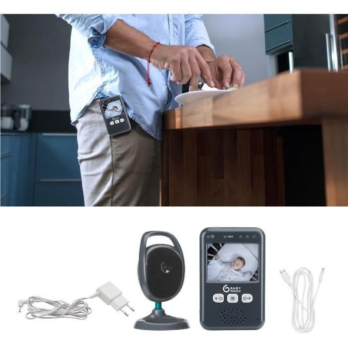 Babymoov Babyphone Video Essential 2.4'' con Pantalla Digital, Función VOX y Visión Nocturna, Alcance 250m 4