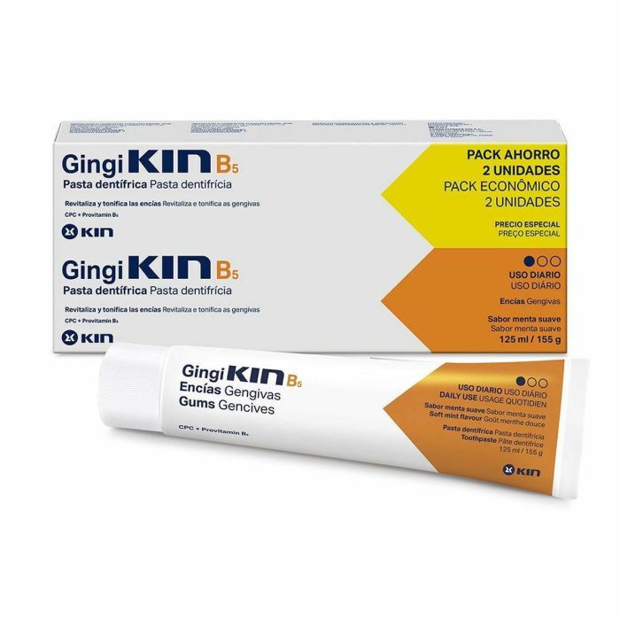 Kin GINGIKIN B5 Pasta Dentífrica Pack 2x125ml Cuidado Encías Sensibles, Fortalece y Previene Inflamación, Sangrado, Caries y Placa