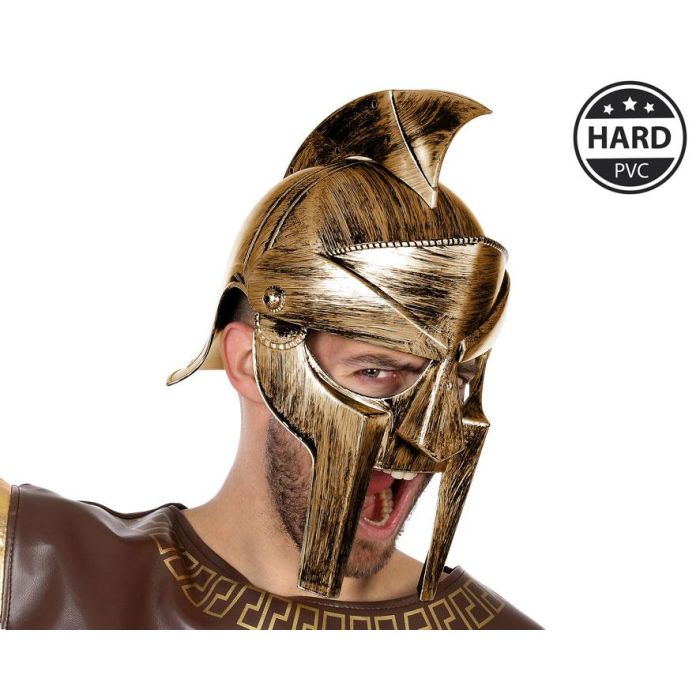 Casco Romano Gladiador Dorado Pvc Rígido