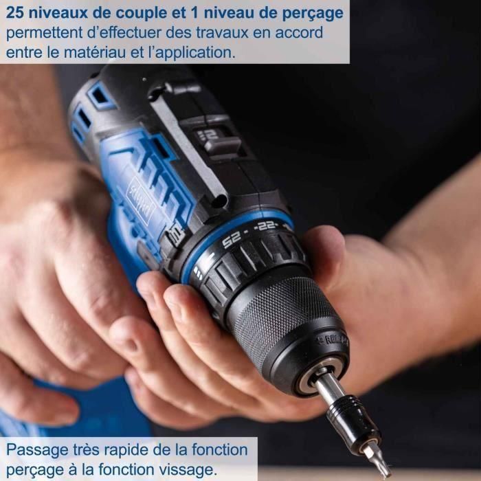 Taladro-destornillador inalámbrico - SCHEPPACH - 20V IXES - Par 60 Nm - Portabrocas 13mm - sin batería ni cargador - BC-DD60-X 4 Taladro-destornillador inalámbrico - SCHEPPACH - 20V IXES - Par 60 Nm - Portabrocas 13mm - sin batería ni cargador - BC-DD60-X 4