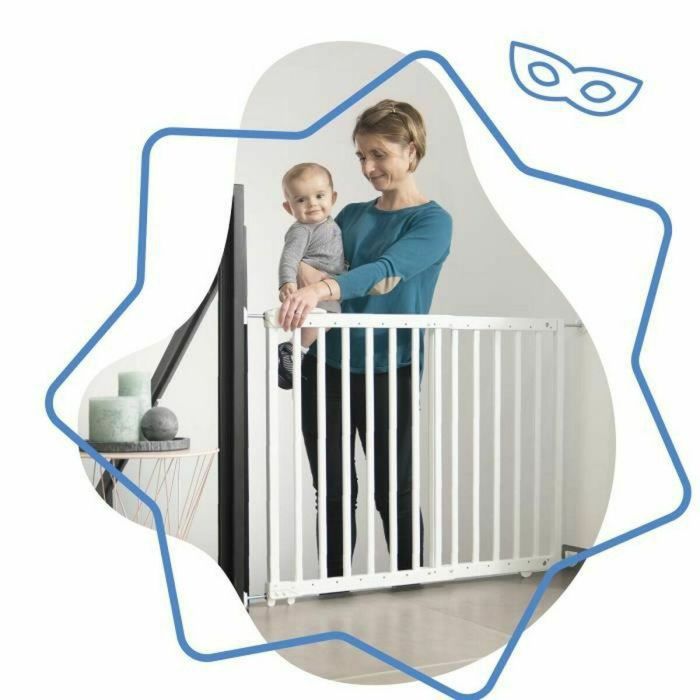 Badabulle Deco Pop Barrera de seguridad blanca Sujetador extensible Presión y tornillos (63.5 - 106cm) 1