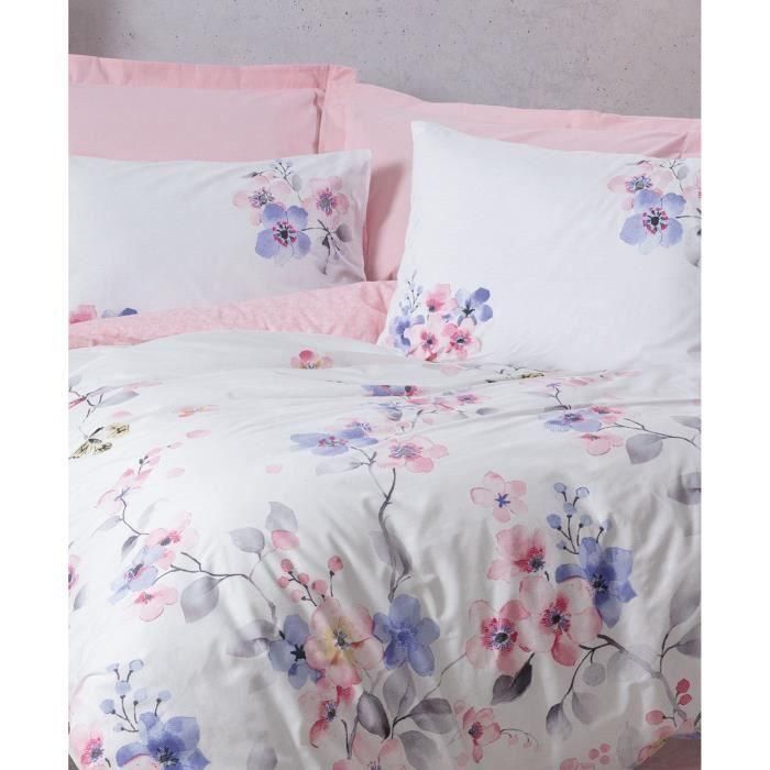 Juego de cama - 1 funda nórdica 220x240 cm + 2 fundas de almohada 60x60 cm - 100% algodón - Rosa 3 Juego de cama - 1 funda nórdica 220x240 cm + 2 fundas de almohada 60x60 cm - 100% algodón - Rosa 3