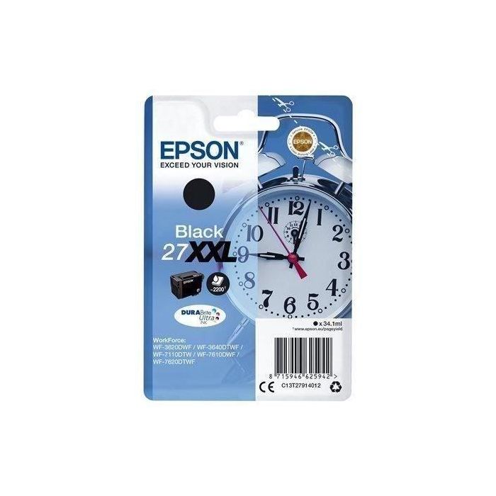 Epson WorkForce WF-3000 y WF-7000/WF-7715DWF Cartucho Negro de Alta Capacidad 2.200 pag.nº27XXL Epson WorkForce WF-3000 y WF-7000/WF-7715DWF Cartucho Negro de Alta Capacidad 2.200 pag.nº27XXL
