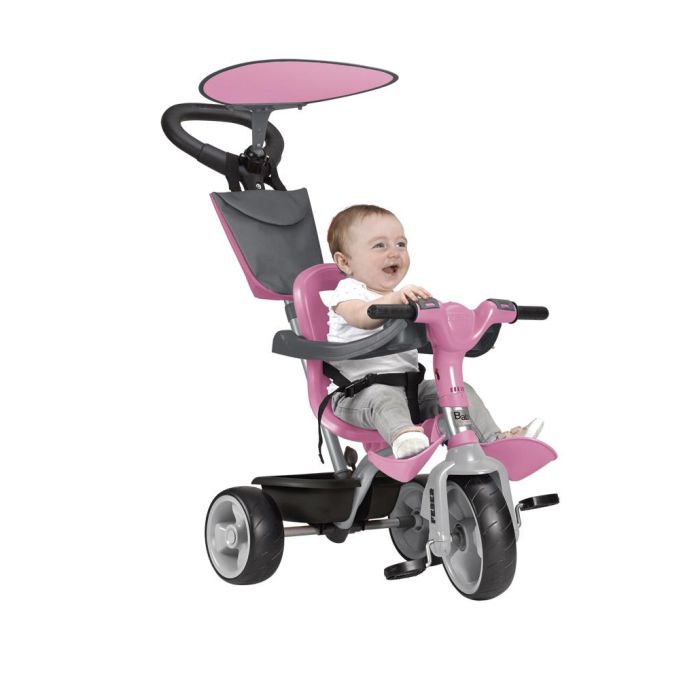 Feber 8/12132 Triciclo Baby Plus Music Pink con Luces, Sonido, Parasol, Cinturón de Seguridad, Asiento Regulable y Ruedas Silenciosas
