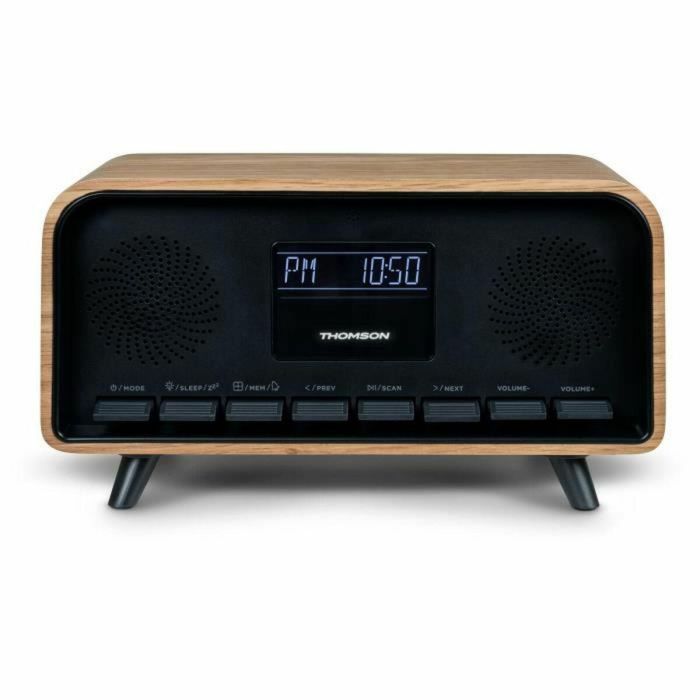 Radio Reloj Despertador Bluetooth - THOMSON - Vintage Cosy - 30W, Radio FM, Alarma Dual, Pantalla LCD, Cargador USB-C, Fuente de Alimentación. 230 V 4