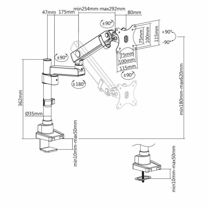 Soporte de Mesa para Pantalla V7 DMPRO2TA-3N 17" 32" 1