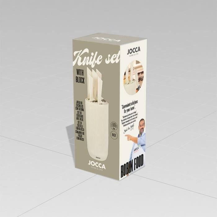 Jocca JOC8435253586605 Juego de 5 Cuchillos con Taco de Polipropileno Beige 4 Jocca JOC8435253586605 Juego de 5 Cuchillos con Taco de Polipropileno Beige 4