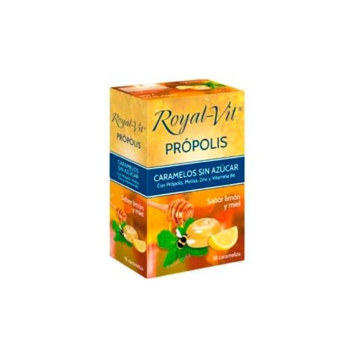 Royal Vit Caramelos Própolis y Melisa sin Azúcar con Zinc y Vitamina B6 para Sistema Inmunitario y Efecto Calmante 18 unidades