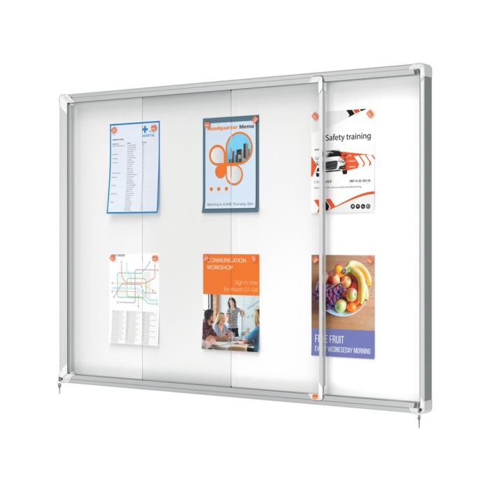 Vitrina De Anuncios Nobo Premium Plus Con Puerta Corredera Fondo Magnetico 18 X Din A4 Hojas 997x1412x54 mm 7