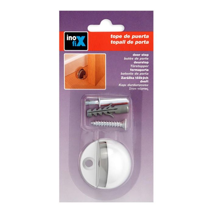 Tope puerta metalico con tornillo blanco (blister) inofix 1