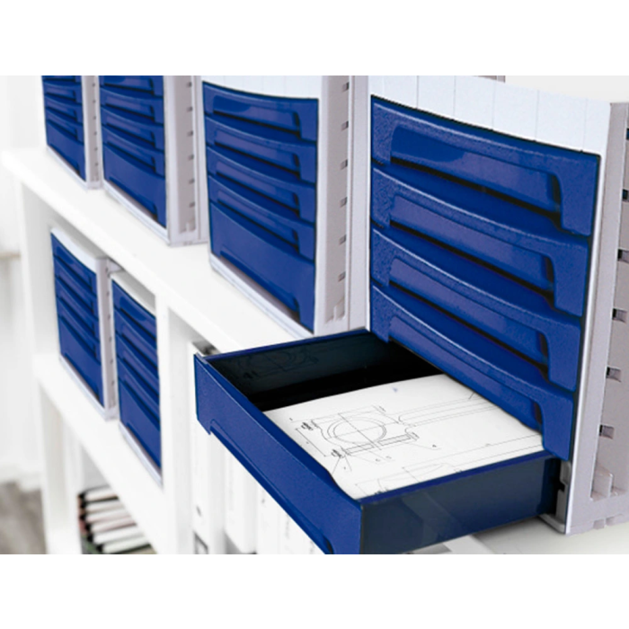 Archivo 2000 Fichero Cajones Sobremesa 305x370x215 mm Organizador Oficina 5 Cajones Azul Opaco 3