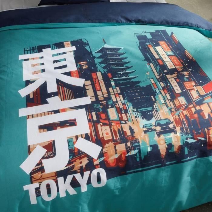 Juego de cama - HOY - JAVA - 2 personas - 240x220 cm - Algodón - Estampado Tokio - Turquesa 2 Juego de cama - HOY - JAVA - 2 personas - 240x220 cm - Algodón - Estampado Tokio - Turquesa 2