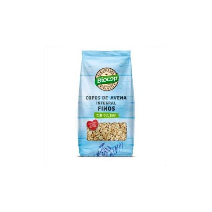 BIOCOP Copos de Avena Finos Integrales Sin Gluten Bio 500g, Cereal completo para desayunos y recetas