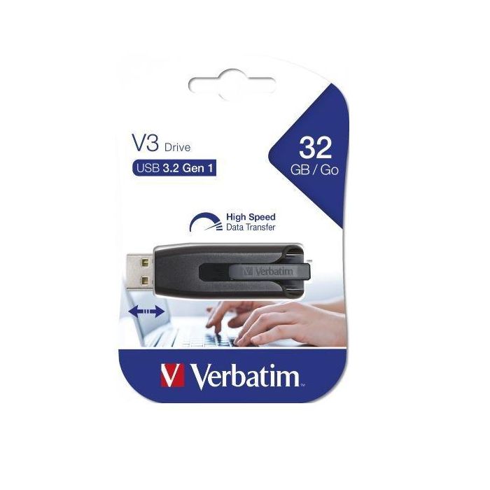 Verbatim Store 'n' Go V3 Pendrive USB 32GB SuperSpeed USB 3.0 Transferencia Rápida con Conector Deslizante y Protección