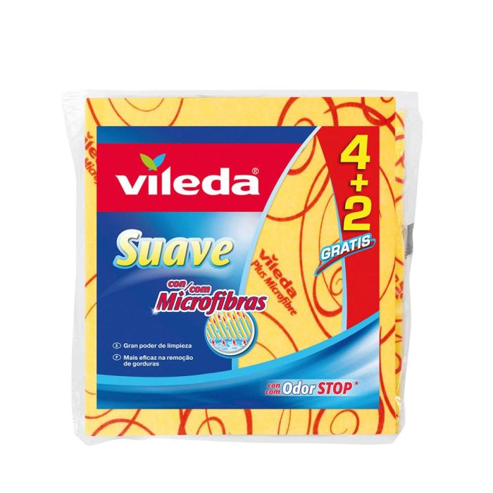 Vileda Bayeta Microfibra Suave Amarilla, Pack 4+2 (6 Unidades) 35x40 cm, Súper Absorbente, Antiolor Iones de Plata 0 Vileda Bayeta Microfibra Suave Amarilla, Pack 4+2 (6 Unidades) 35x40 cm, Súper Absorbente, Antiolor Iones de Plata 0
