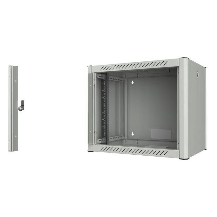 Lanview Armario Rack 19'' 9U Mural 60x45 Puerta Cristal Templado Antiestático Paneles Laterales Desmontables Pro 1