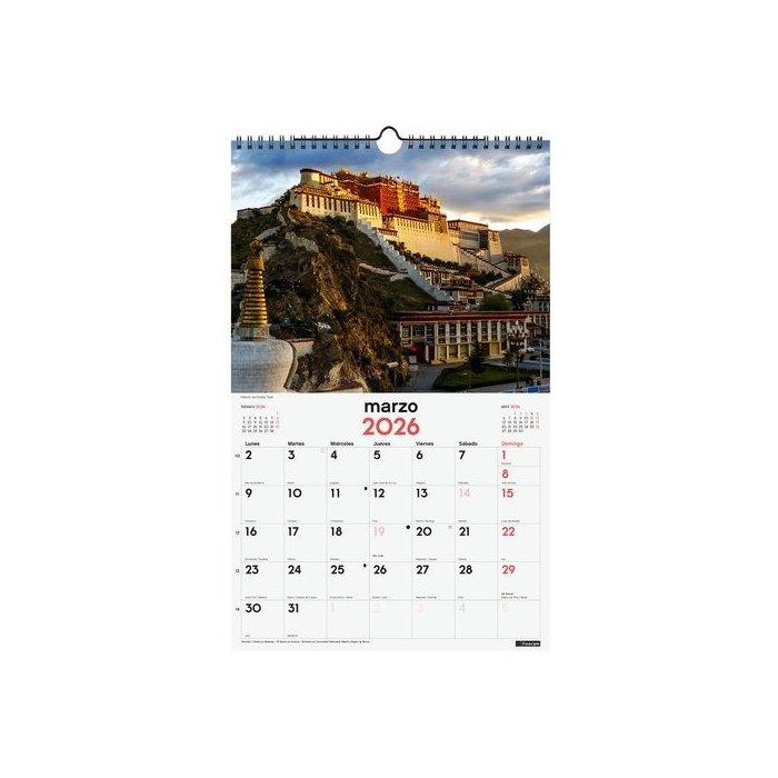 Calendario (2026) Finocam Pared Espiral Imagenes Mensual Para Escribir 250X400 Maravillas Del Mundo