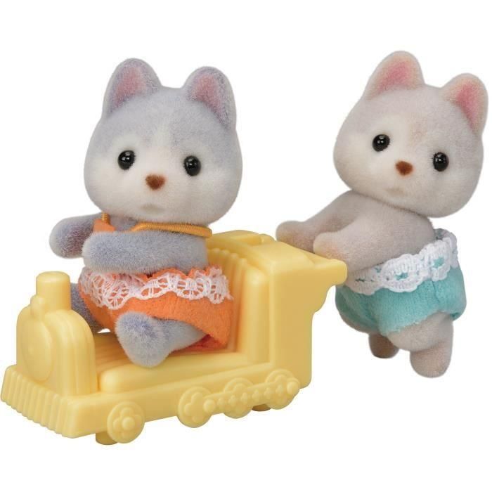 Sylvanian Families - Gemelos Husky con 1 vagón - Figuras coleccionables