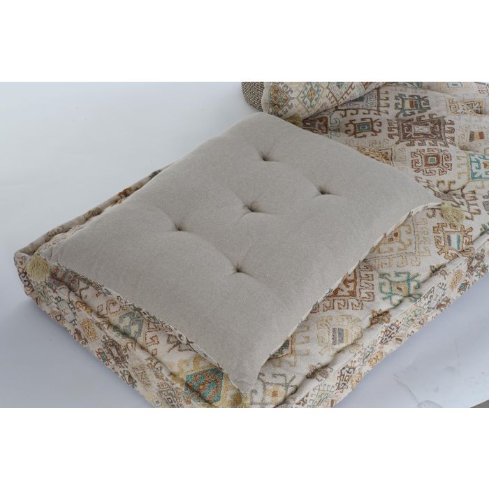 DKD Home Decor Sillón Sanki de Algodón Beige, Amarillo y Marrón, Acabado Desgastado, Altura Asiento 13 cm, 145x76x13 cm, Set de 4 4 DKD Home Decor Sillón Sanki de Algodón Beige, Amarillo y Marrón, Acabado Desgastado, Altura Asiento 13 cm, 145x76x13 cm, Set de 4 4