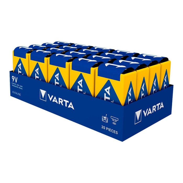 Pack de 20 pilas 9v - 6lr61 varta industrial pro 26,5x17,5x48,5mm 1