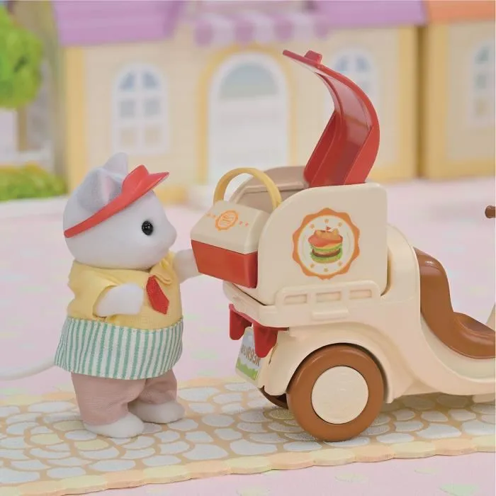 Sylvanian Families Puesto de Hamburguesas Papa Latte Cat y Scooter SYL5054131057575 4