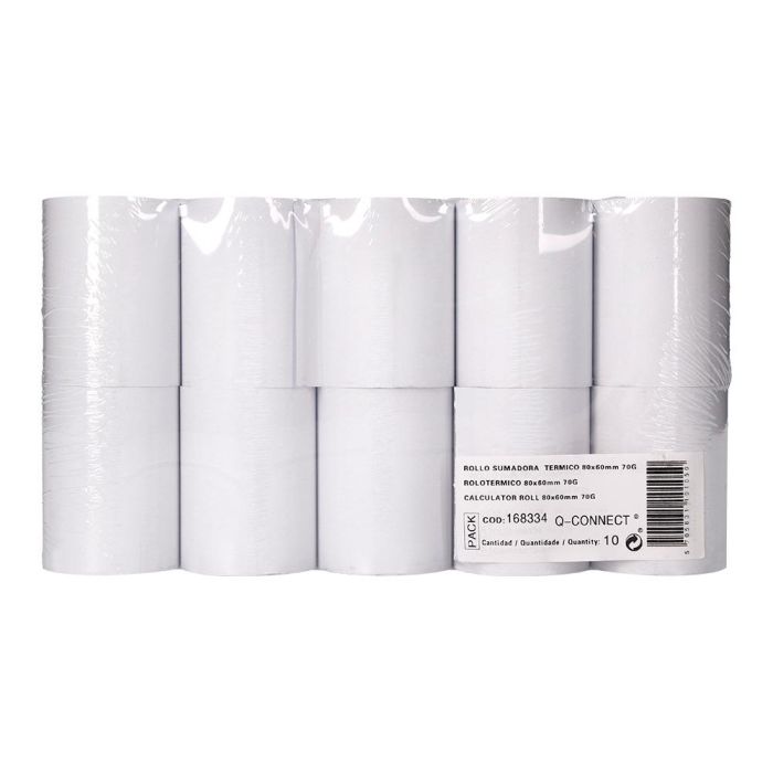 Rollo Sumadora Termico Q-Connect 80 mm Ancho X 60 mm Diametro Sin Bisfenol A Papel De 70 gr-M2 10 unidades 1