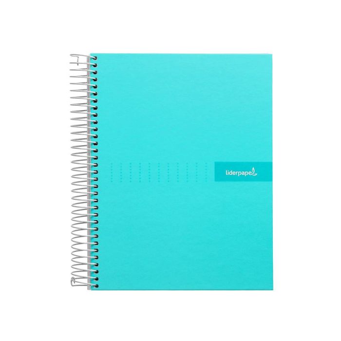 Cuaderno Espiral Liderpapel A4 Crafty Tapa Forrada 80H 90 gr Cuadro 4 mm Con Margen Color Turquesa 5 unidades 3