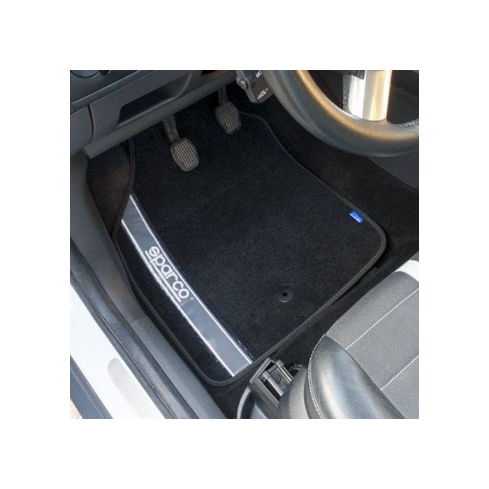 Sparco Alfombra Strada SPC CS6 03763BAR B Plata Moqueta Negra Diseño Deportivo Fácil Limpieza