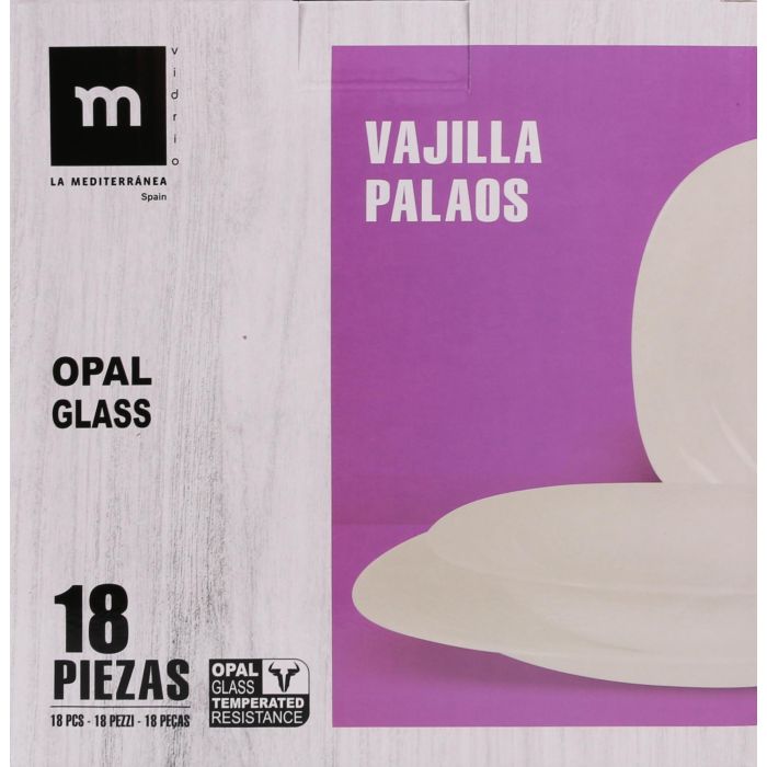 Vajilla 18 piezas cuadrada opal Palaos - La Mediterranea (2 Unidades) 1 Vajilla 18 piezas cuadrada opal Palaos - La Mediterranea (2 Unidades) 1
