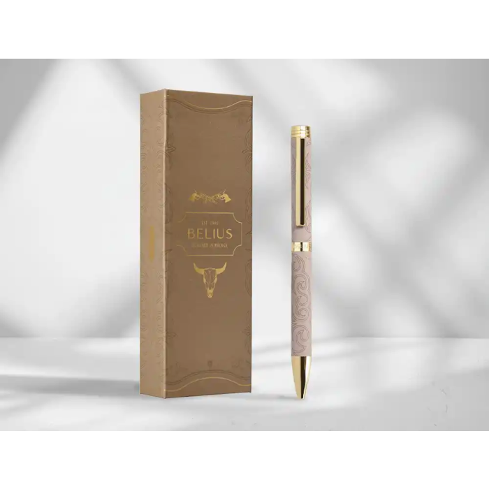 Belius Wild West Bolígrafo Aluminio Beige Dorado, Tinta Azul, Caja de Diseño 4