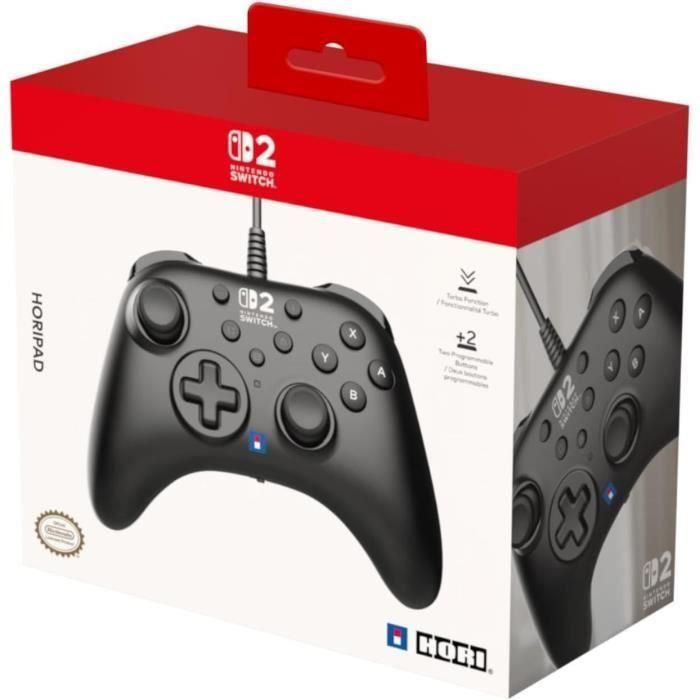 Hori 4961818039810 Mando con Cable Horipad para Nintendo Switch y Switch 2, Botón C, Botones Programables Traseros, Negro 1