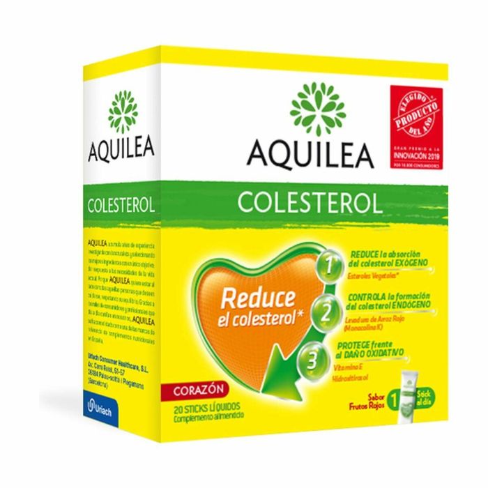 Aquilea Colesterol 20 Sticks Líquidos. Suplemento para Reducción de Colesterol con Esteroles Vegetales, Monacolina K y Vitamina E Sabor Frutas del Bosque.