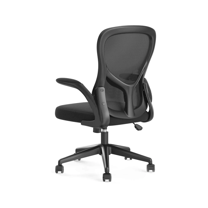 Q-connect Silla giratoria de oficina regulable en altura, asiento tapizado y respaldo de malla, color negro 2