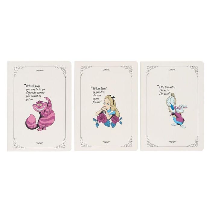 Set 3 cuadernos A5 Alicia en el Pais de las Maravillas Disney 1