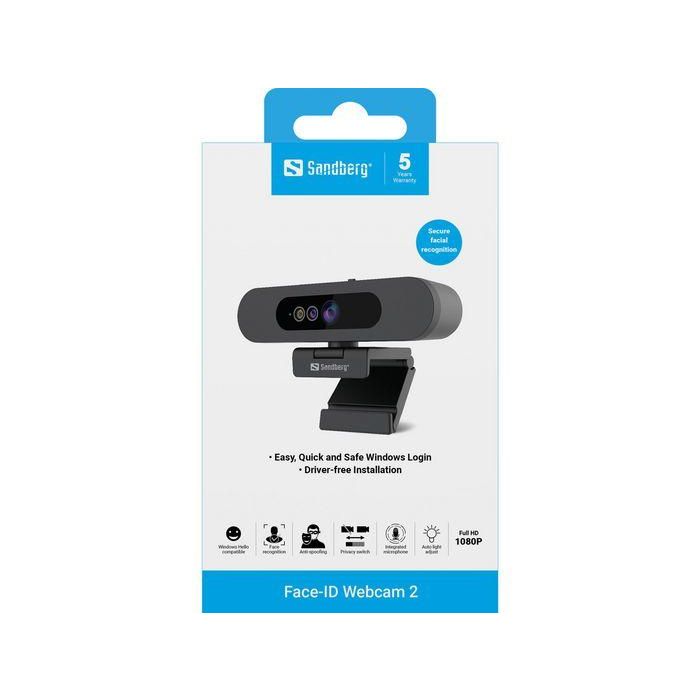 Sandberg Webcam Face-ID Full HD 1080P con Micrófono Estéreo y Reconocimiento Facial Windows Hello para Portátil 9