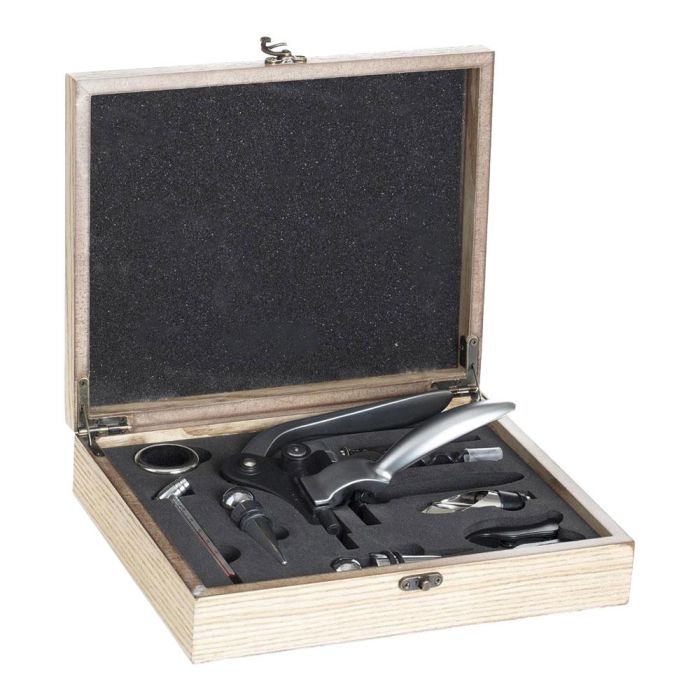 5Five Box de madera sommelier 9 piezas - Conjunto de vinos con abridor, termómetro, tapón y más