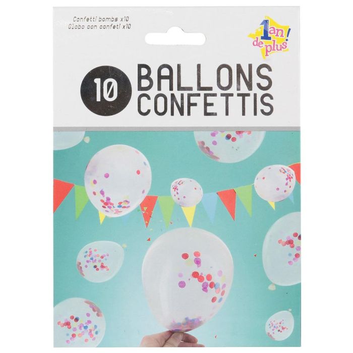 Juego De 10 Globos Con Confetti Party Time 1