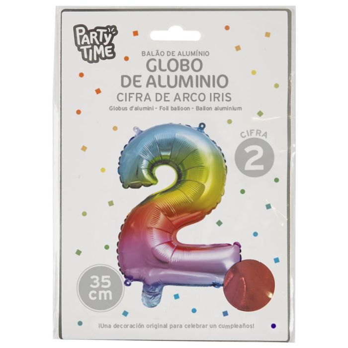 Globo Cifra 2 Arco Iri Party Time altura 35 cm  1